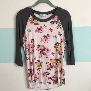 Flower baseball tee